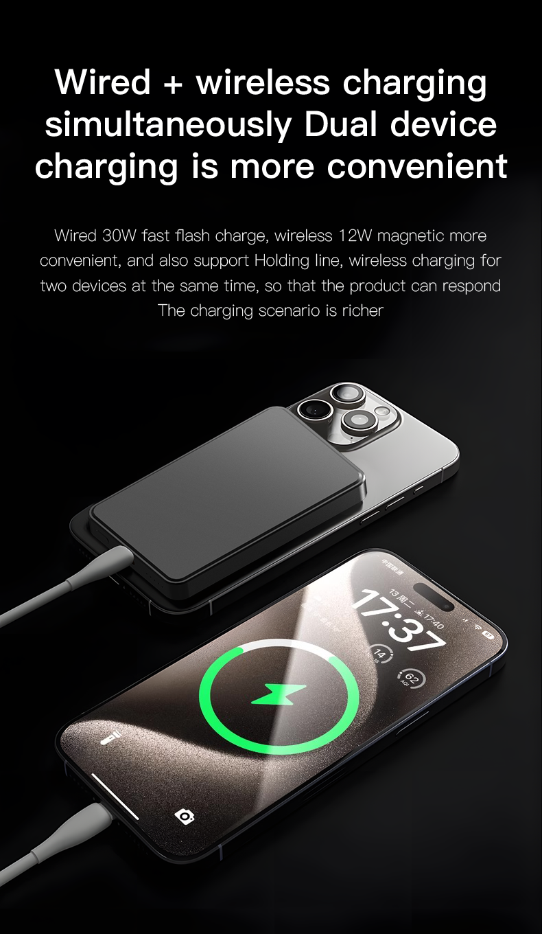 PD20W Magnetische Kabellose Schnelllade-Powerbank 5000/10000mAh Tragbare Powerbank Outdoor Reise-Powerbank Für Apple, Samsung, Huawei