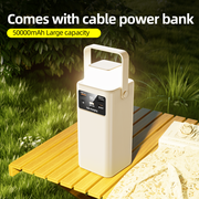 Super fast power bank 50000 mAh 22.5w portable power bank with digital display for outdoor camping, with folding flashlight, For Apple、Samsung、Huawei and other mobile phones