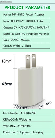 Hersteller liefert 5V 2.4A USB-Wandladegerät Netzteil Schnellladung, AU-Stecker tragbares USB-Telefonladegerät