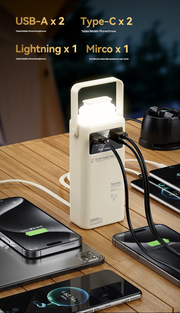 Super fast power bank 50000 mAh 22.5w portable power bank with digital display for outdoor camping, with folding flashlight, For Apple、Samsung、Huawei and other mobile phones