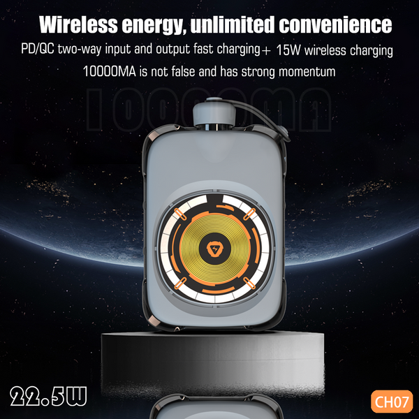 2025 New GH07 Mini Magnetic Wireless Charger 22.5W 10000MAH Fast Charger Portable Waterproof Power Bank for Outdoor Travel