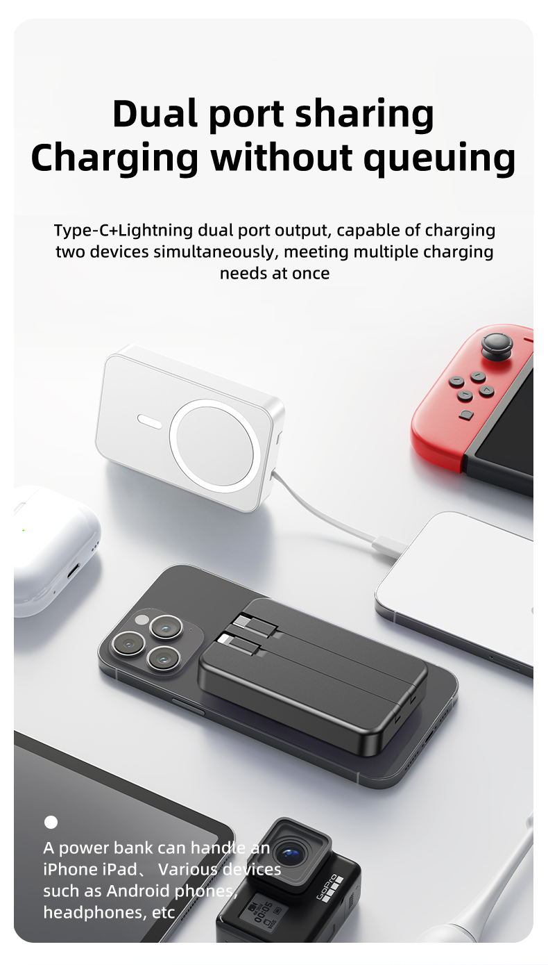 Portable Charger with Built-in Cables and Plug, 10000mAh USB C Power Bank Fast Charging 20W, External Battery Pack Slim, Travel Essentials, for iphone16 15 14 13 Samsung Galaxy iPad