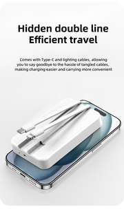 Portable Charger with Built-in Cables and Plug, 10000mAh USB C Power Bank Fast Charging 20W, External Battery Pack Slim, Travel Essentials, for iphone16 15 14 13 Samsung Galaxy iPad