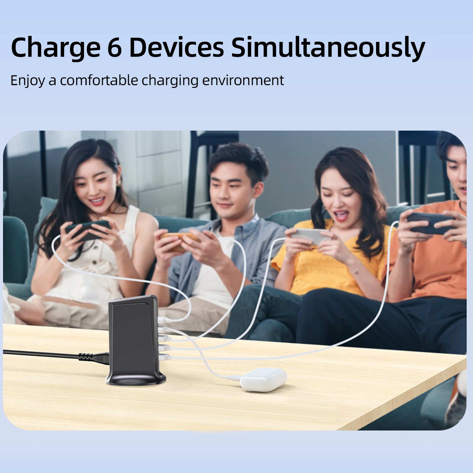 5-in-1 USB Wall Charger – 40W Fast Charging Adapter for Phones, Laptops, Tablets, Game Consoles, Cameras | QC3.0, PD 3.0, Overcharge & Overcurrent Protection, 4 USB + 1 Type-C Port