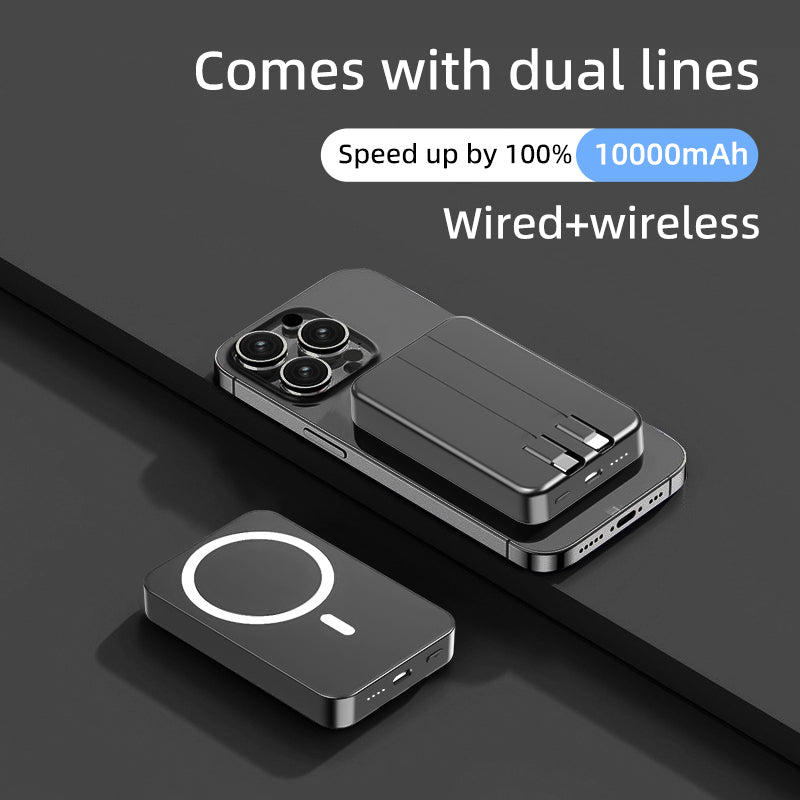 Portable Charger with Built-in Cables and Plug, 10000mAh USB C Power Bank Fast Charging 20W, External Battery Pack Slim, Travel Essentials, for iphone16 15 14 13 Samsung Galaxy iPad