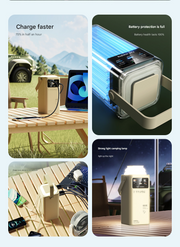 Super fast power bank 50000 mAh 22.5w portable power bank with digital display for outdoor camping, with folding flashlight, For Apple、Samsung、Huawei and other mobile phones