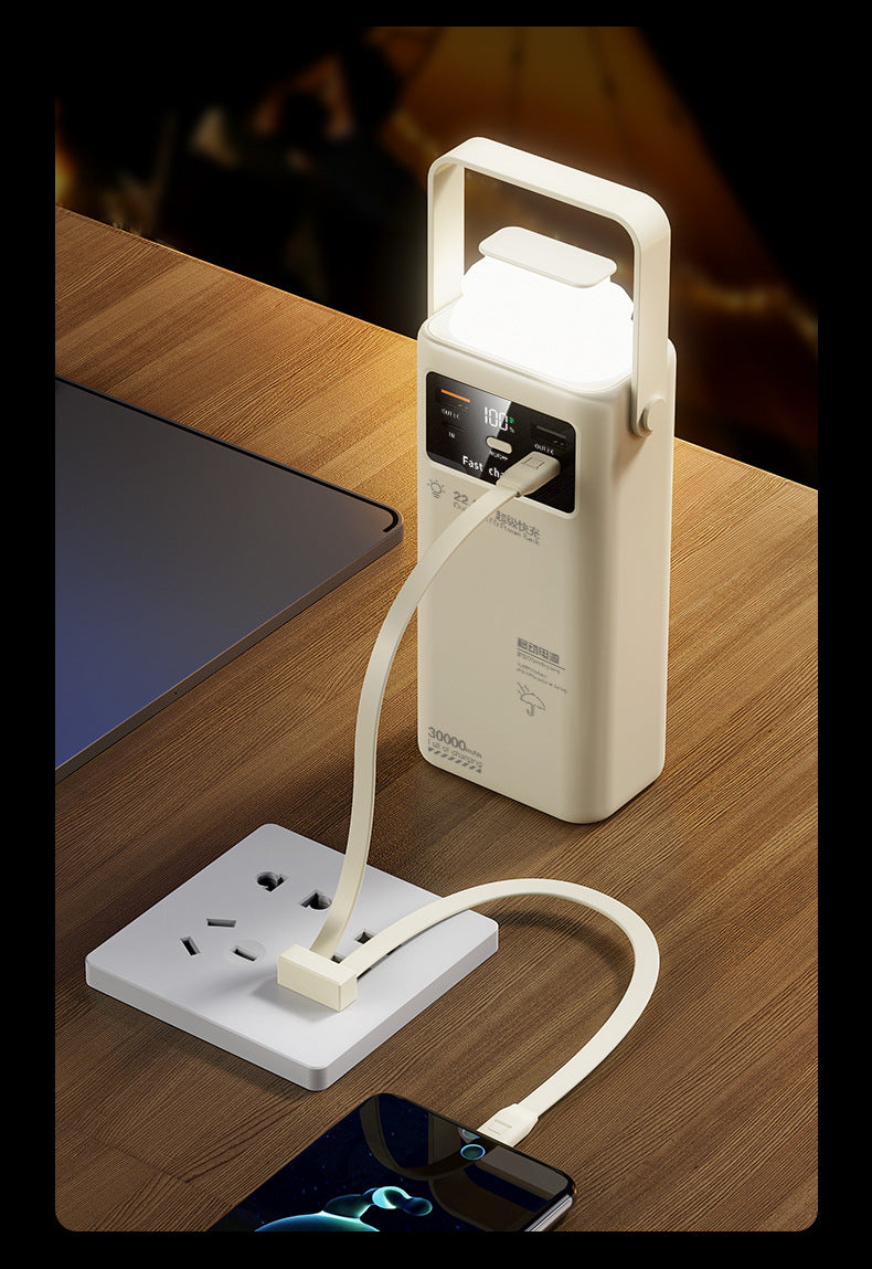 Super fast power bank 50000 mAh 22.5w portable power bank with digital display for outdoor camping, with folding flashlight, For Apple、Samsung、Huawei and other mobile phones