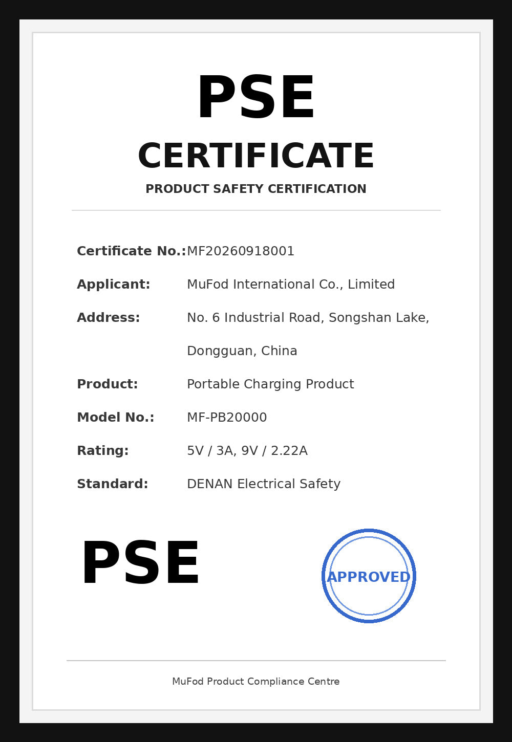 PSE certificate