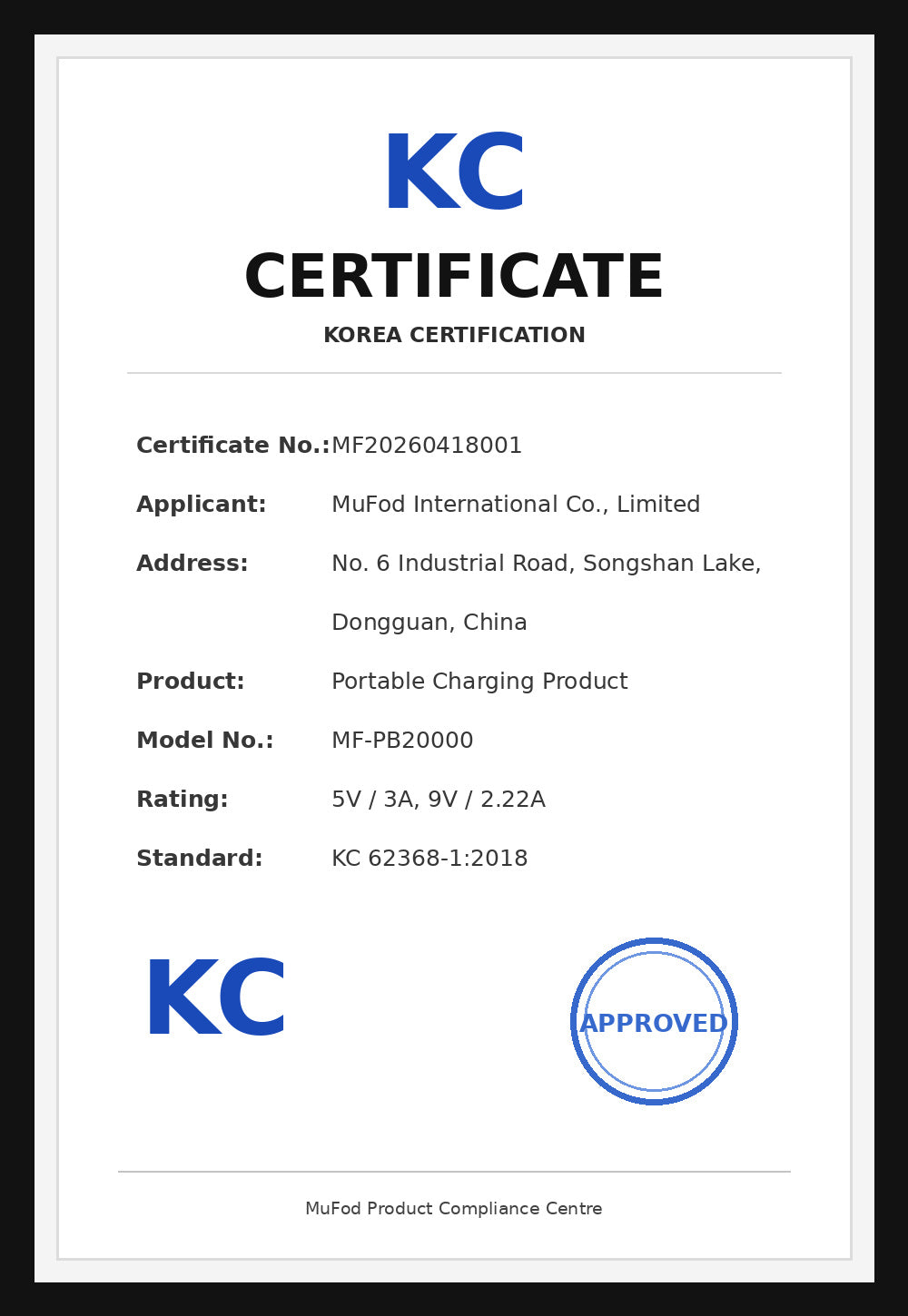 KC certificate